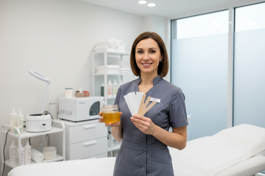 need the esthetician holding waxing products